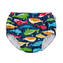 green sprouts green sprouts Boys' Pull-up Reusable Absorbent Swimsuit Diaper, Navy Whale League, 24 Months