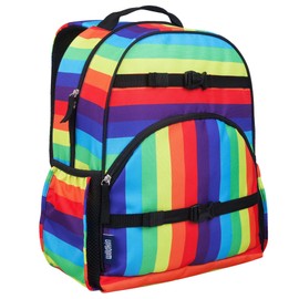 Wildkin ECO rPET 17-inch Large Backpack – Sustainable, Padded, Adjustable – Rainbow Stripe