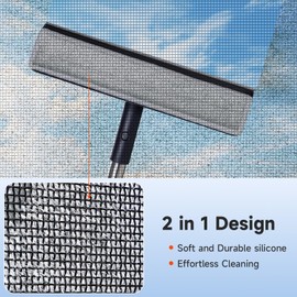 CTIME Window Squeegee Cleaner : 3 in 1 Shower/Screen Cleaning with Extension Pole,62‘’Professional Window Cleaning Kit with Scrubber&Rotating Head,Glass Cleaning Tools for Indoor/Outdoor High Window