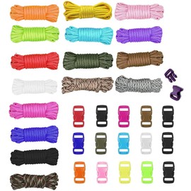Samcos Paracord Tent Rope, 12 Color Set, 0.16 inches (4 mm), Length 9.8 ft (3 m), For Camping, Outdoors, Colorful, Load Capacity, Multifunctional, DIY Crafting, Gardening Rope, Friendship Bracelet Set, Craft Set (16 Color Set)