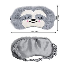 Ulbemoll Cute Sloth Sleeping Mask, Soft Fluffy Plush Blindfold Funny Novelty Animal Sleep Mask Eye Cover Eyeshade for Kids Girls Boys Women Men Night Nap Travel Meditation (Gray, Sloth)