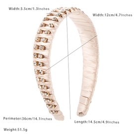scicent Hair Accessories for Women Vintage Crystal Rhinestone Headbands Sparkle Diamond Head Band Wide Soft Fabric Hairbands Twisted Hair Band Party Wedding Head Hoop for Party - 25917