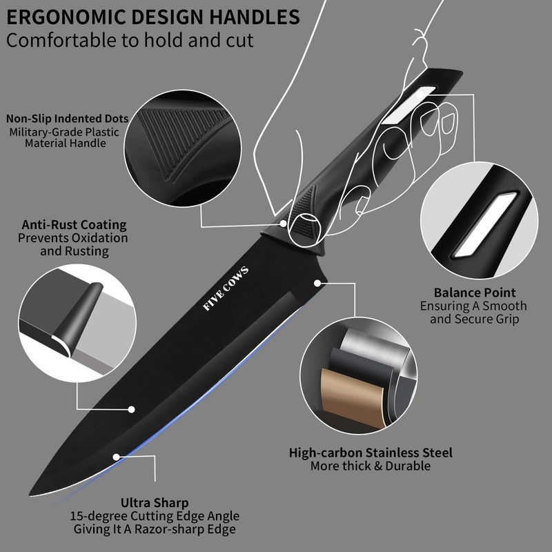 Knife Set,12-Piece Premium Kitchen Knife Set with Universal Knives Block,Anti-Rust