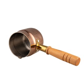 IMEEA Milk Pan, Single Handle, 18-10 Stainless Steel Saucepan, Induction Compatible, 13.5 fl oz (400 ml), Graduated Milk Pan, Antique Gold