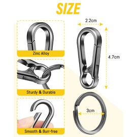 Pack of 3 Carabiner Keyrings, Caianwin Carabiner Hook, Small Metal Key Carabiner, Key Ring with Carabiner for Hanging in Backpack, Car Key