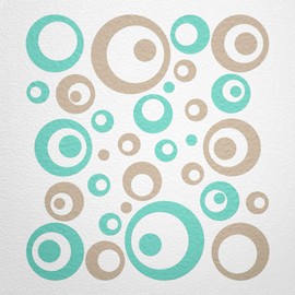 WANDfee® Wall Tattoo, Circles, Dots, 50 Stickers, Colour Choice For Children's Bedroom, Living Room, Hallway, Bathroom, Kitchen, Tile Stickers, beige