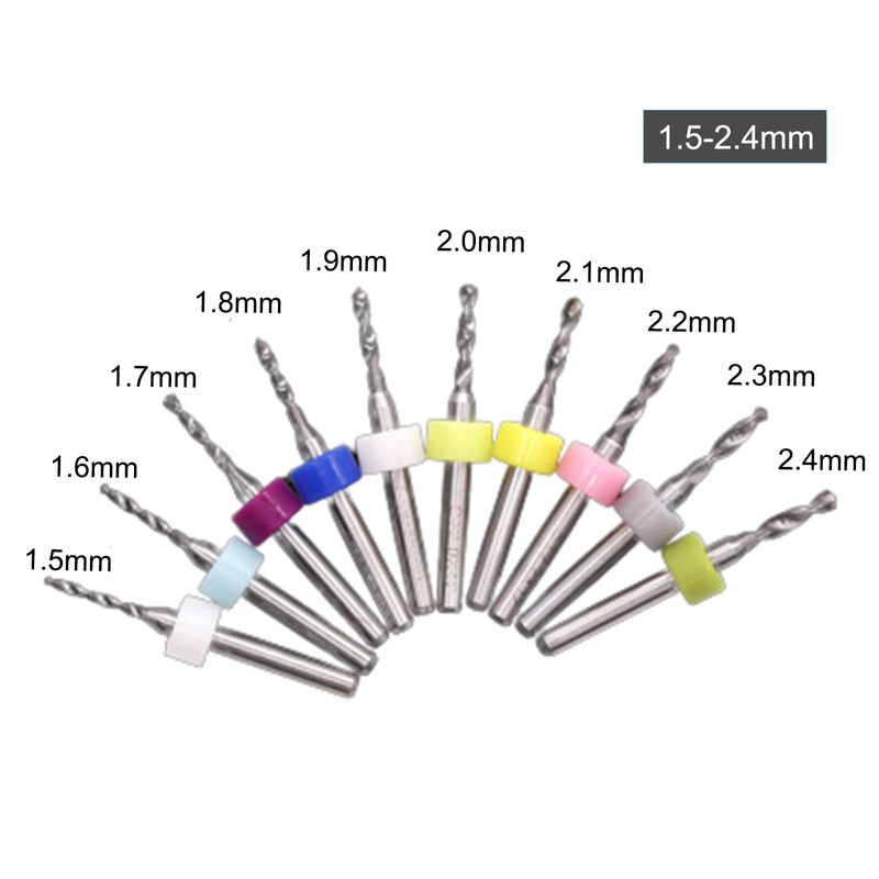 Michear 10Pcs Micro Drill Bits Set Diameter 0.1mm to 3.0mm
