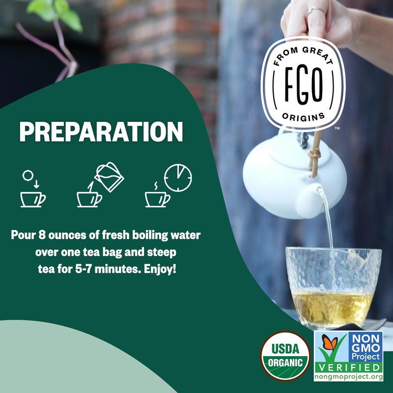 FGO Organic Peppermint Tea, 100 Count, Eco-Conscious Tea Bags, Caffeine