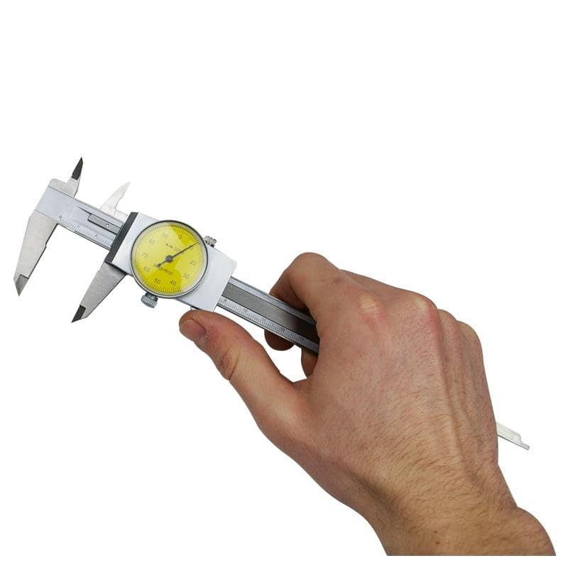 150mm Machine-DRO dial caliper with metric yellow face.