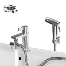 Terapaton Sink Faucet Sprayer Attachment Set - Includes Diverter Valve, 59" Metal Hose, and Handheld Shower for RV, Sink Spray, Dog Shower, Tub Sprayer, and Sink Mist Nozzle