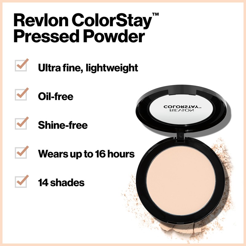REVLON Revlon ColorStay Pressed Powder Face Makeup, Longwearing, Fragrance-Free, Noncomedogenic,
