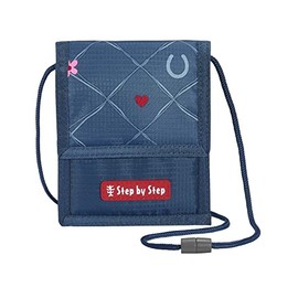 Step by Step Horse Lima Blue Pink Neck Pouch with Window, Zip Coin Pocket, Key Attachment, Neck Strap for 1st to 4th Grade, Horse Lima - Blue, Neck pouch