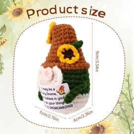 Crochet Gnome, Emotional Plush Positive Support Gifts Woolen Yarn Crochet Gnome with Encouragement Card Knitted Toy for Friends Families Desk Decoration