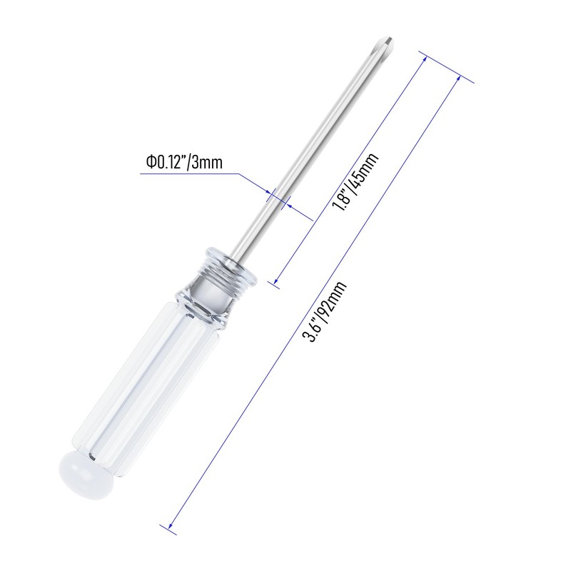 FOCMKEAS 2PCS Mini Phillips Screwdriver, 3mm Cross Head with Clear