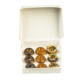 Dollhouse Miniature Set of 9 Yummy Donuts in a White Box