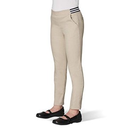 French Toast Girls' Big Pull On Skinny Fit Stretch Pants with Elastic Waist and Pockets, School Uniform for Kids, Khaki, 12