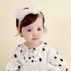 Baby Girl Headbands, White, Stretchy Headband, Double Lace, Bowknot Hairband,