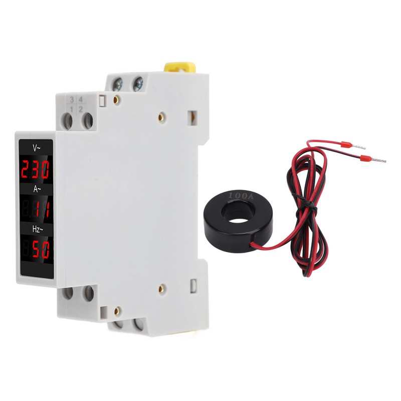 Digital Display Energy Meter Din Rail Mounted Volts Amps Hertz