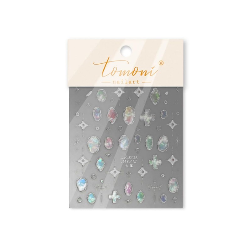 Silver Gems Nail Stickers 5D Embossed Irregular Geometric Nail Art