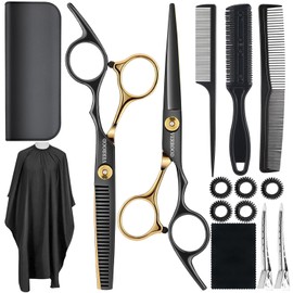 Tijeras para Cortar Cabello Profesional, 15 Piezas Tijeras Barberia, Profesional de Tijeras Peluqueria de Barbero, Kit de Corte de Cabello para Mujeres, Para Hogar/Sala de Belleza/Barbería