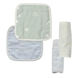 Baby Carrier Cover, Simple and Cute Design, Drool Cover, Sacking Pad, 100% Cotton, 6 Layered Gauze, Baby Straps, Drool Bag, Cold Protection, 4 Pieces (2 Pairs)