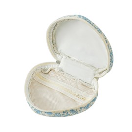 WHJM Cute Heart-shaped Handy Makeup Bag, Small Floral Makeup Pouch, Ideal for Daily Beauty Essentials for Women (Blue Floral)