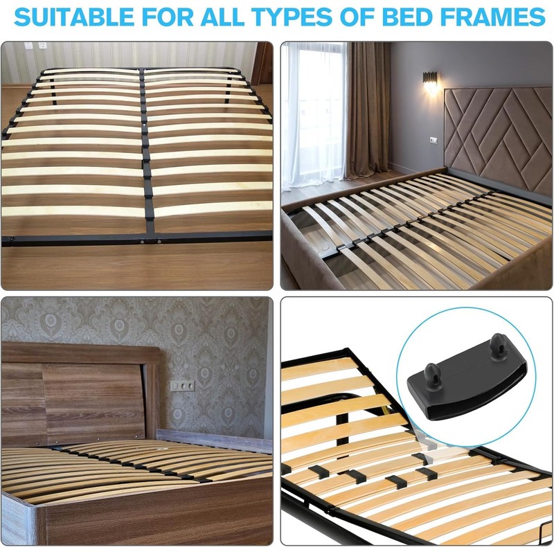 JFGDVW 12 Pcs Black Bed Slats Holders, Reusable Plastic Bed