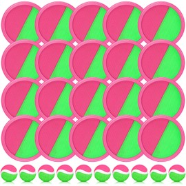 Vinsot Toss and Catch Ball Game Toys 20 Paddles 10 Balls Yard Lawn Games Beach Toys Catch Game Paddle Ball for Outside Backyards Playground Games Family Teens Adults (Light Pink and Green)