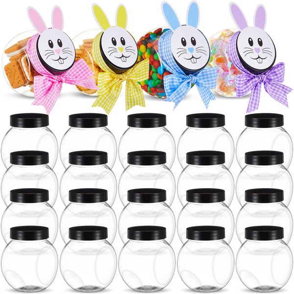 Reallnaive 24 Pcs Easter Buuny Candy Jars Plastic Container for