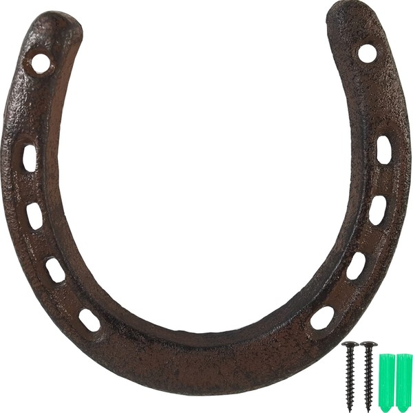 ROYHOO Cast Iron Horseshoe，for Good Lucky, Durable Cast Iron Medium
