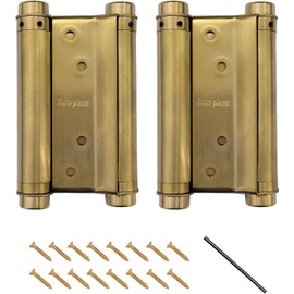 4Inch (100mm) Golden Double Action Stainless Steel Door Hinges Saloon Cafe Self-Closing Perfect Adjustable (2)