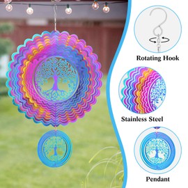 LUKDUNG Stainless Steel Wind Chime, Hanging Kinetic Wind Chime, Wind Chimes for Garden, Outdoor, Yard Art, Decorations, for Outdoor, Indoor, Living Room, Corridor, Yard, Diameter: 25 cm