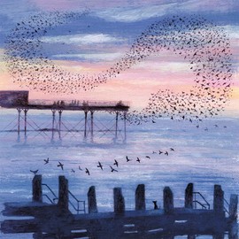 Museums & Galleries Lucy Grossmith Murmurations Art Greeting Card (16 x 16 cm)