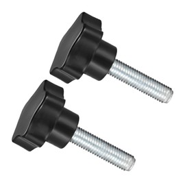CoCud Star Clamping Knobs, M12 x 48mm Male Thread 48mm Head, Plastic Thumb Screw Grip Hand Knobs Threaded Bolt Black - (Applications: for Lathe Machinery), 2-Pieces
