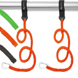 MOPHOEXII Kayak Paddle Leash Kayak Rod Leash Kayak Paddle Lanyard Stretchable Coiled Lanyard Leash Kayak Fishing Accessories for Kayak and Paddles (Orange -2 Pack)