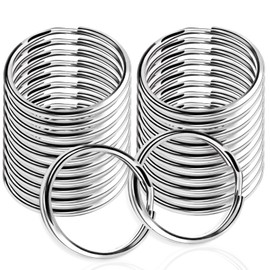 Round Key Ring, 20 Pieces, Double Ring, Diameter 1.0 inches (25 mm), Metal Ring, Stainless Steel, Double Ring, Ring Hardware, Accessory Parts, Connection Hardware