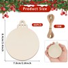 CUWELT 60Pcs Christmas Wooden Baubles with Hole, Natural Wood Disc