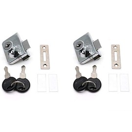 2Pcs Glass Cabinet Lock with 2 Keys Glass Single Swing Glass Cabinet Showcase Door Lock Chrome Plated