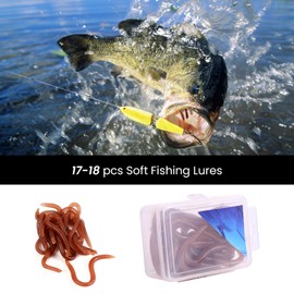 FLEXMAN Fishing Soft Lure, 10cm Elasticity Lifelike Worm Earthworm Bait, Fishing Lure Baits with Box for Fishermen Fishing