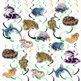 18Pcs Reptile Themed Hanging Swirls Reptile Swamp Ceiling Decor Reptile Party Supplies for Animals Lizard Snake Alligator Turtle Camping Wilderness Jungle Birthday Party Decorations