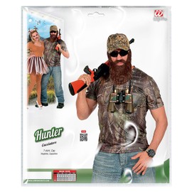 Widmann 96554 96554 Costume, Hunter, T-Shirt, Basecap, Carnival, Theme Party, Men, Camo Flague, XL