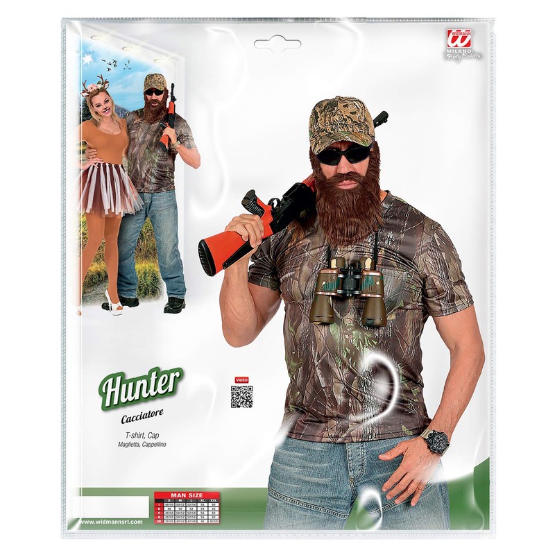 Widmann 96554 96554 Costume, Hunter, T-Shirt, Basecap, Carnival, Theme Party,