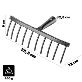 KADAX Steel Garden Rake, Stone Rake, Garden Rake without Handle, Robust Rake Head, Rake for Garden Care, Rake Garden Tool (Rectangular 10 Prongs)