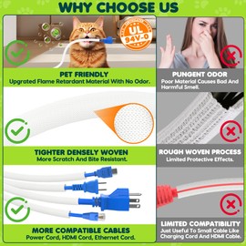 UOMTFAI Cord Protector for 1 Cord 6.6ft 3/10 Inch, Flexible Cord Protectors from Pets No Chew Cable Management Cable Sleeve, Cable Organizer Cord Cover for USB Power Cords Audio and Video Cords