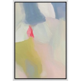 MUDECOR Framed Canvas Print Wall Art Green Blue Pastel Watercolor Collage Abstract Shape Illustrations Modern Art Decorative Bohemian Colorful Chic for Living Room, Bedroom, Office - 24"x36" White