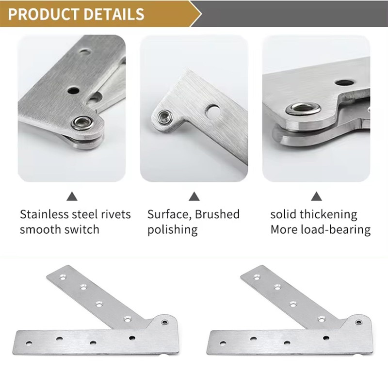 Leliafleury 2Pcs 360 Degree Rotatable Pivot Hinge 65 x 22mm