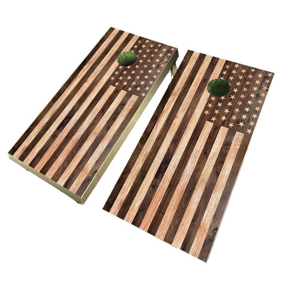 Lets Print Big American Flag Cornhole Wood Design Board Decal Wraps