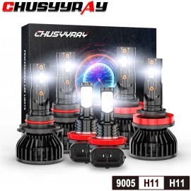 CHUSYYRAY For Honda CR-V 2015 2016-2019 LED Headlight High Low + Fog Light Bulbs Combo Kit