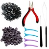 FEXICHUJI Hair Extension Microlink Tool Kit, 1000 Silicone Nano Microbeads,