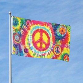 Peace Sign Flag 3x5 Ft for Outdoor, Rainbow Hippie Flags Banner Decorations For Home Yard Garden Outside